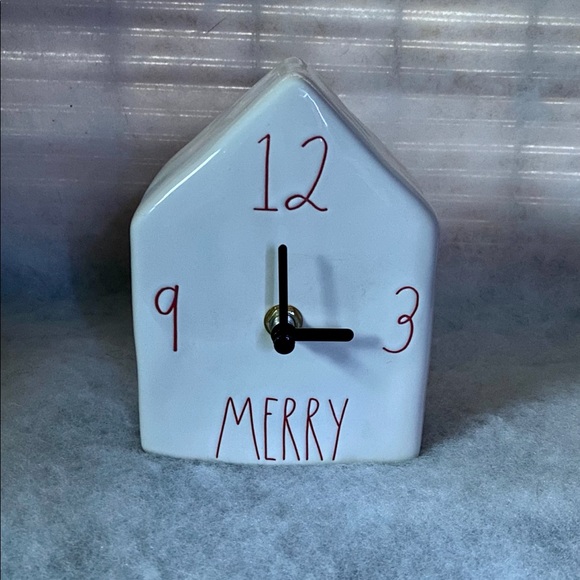 Rae Dunn White & Red Ceramic Merry House Clock - NWT - Picture 10 of 10
